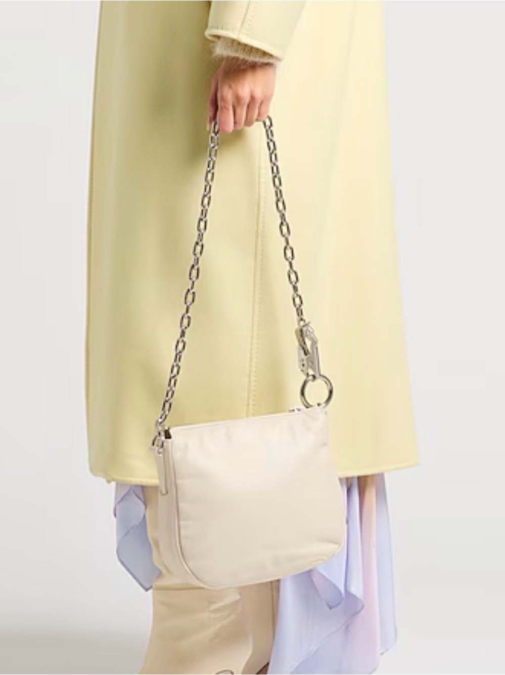 Burberry Cream Shoulder Bag with Silver Chain Strap